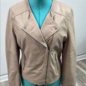 Bagatelle Pink and Silver Leather Moto Jacket Asymmetrical Design